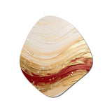 Gold And Red Soft Wave Fusion - Asymmetric Metal Wall Art