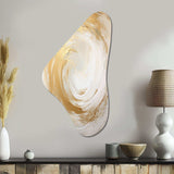 Gold And White Soft Wave Vortex I - Asymmetric Metal Wall Art