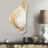 Gold And White Soft Wave Vortex I - Asymmetric Metal Wall Art