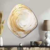 Gold And White Soft Wave Vortex I - Asymmetric Metal Wall Art