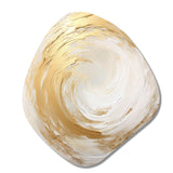 Gold And White Soft Wave Vortex I - Asymmetric Metal Wall Art