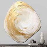 Gold And White Soft Wave Vortex I - Asymmetric Metal Wall Art