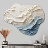 White And Blue Wave Papercut Style - Asymmetric Metal Wall Art