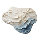 White And Blue Wave Papercut Style - Asymmetric Metal Wall Art