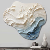 White And Blue Wave Papercut Style - Asymmetric Metal Wall Art