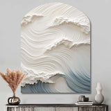 White And Blue Wave Papercut Style I - Asymmetric Metal Wall Art