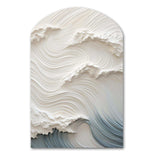 White And Blue Wave Papercut Style I - Asymmetric Metal Wall Art