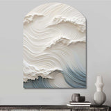 White And Blue Wave Papercut Style I - Asymmetric Metal Wall Art