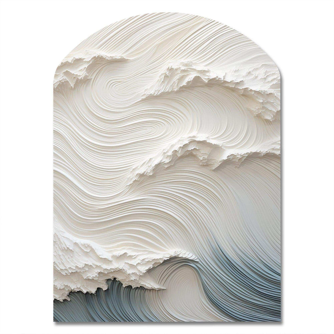 White And Blue Wave Papercut Style I - Asymmetric Metal Wall Art