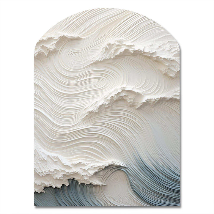 White And Blue Wave Papercut Style I - Asymmetric Metal Wall Art