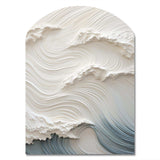 White And Blue Wave Papercut Style I - Asymmetric Metal Wall Art