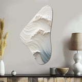 White And Blue Wave Papercut Style I - Asymmetric Metal Wall Art