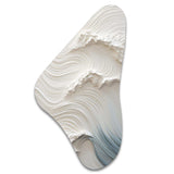 White And Blue Wave Papercut Style I - Asymmetric Metal Wall Art