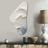 White And Blue Wave Papercut Style I - Asymmetric Metal Wall Art