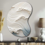 White And Blue Wave Papercut Style I - Asymmetric Metal Wall Art