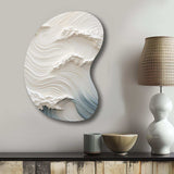 White And Blue Wave Papercut Style I - Asymmetric Metal Wall Art