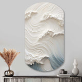 White And Blue Wave Papercut Style I - Asymmetric Metal Wall Art