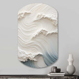 White And Blue Wave Papercut Style I - Asymmetric Metal Wall Art