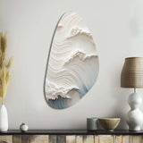 White And Blue Wave Papercut Style I - Asymmetric Metal Wall Art