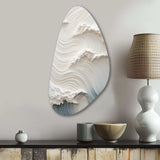 White And Blue Wave Papercut Style I - Asymmetric Metal Wall Art