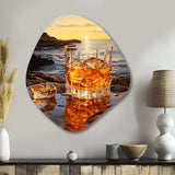 Whiskey On The Beach Horizon I - Asymmetric Metal Wall Art