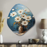 White Daisy Efflorescence Bouquet Serenity - Asymmetric Metal Wall Art