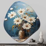 White Daisy Efflorescence Bouquet Serenity - Asymmetric Metal Wall Art