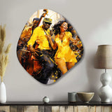 Yellow Jazz Dance Fusion - Asymmetric Metal Wall Art