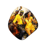 Yellow Jazz Dance Fusion - Asymmetric Metal Wall Art