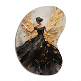 Gold And Black Dance Splash I - Asymmetric Metal Wall Art