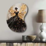 Gold And Black Dance Splash I - Asymmetric Metal Wall Art