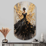 Gold And Black Dance Splash I - Asymmetric Metal Wall Art