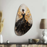 Gold And Black Dance Splash I - Asymmetric Metal Wall Art