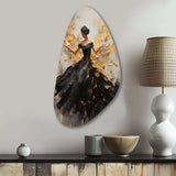 Gold And Black Dance Splash I - Asymmetric Metal Wall Art