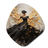 Gold And Black Dance Splash I - Asymmetric Metal Wall Art