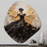 Gold And Black Dance Splash I - Asymmetric Metal Wall Art