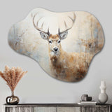 Minimalism Beige Deer Portrait IV - Asymmetric Metal Wall Art