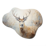 Minimalism Beige Deer Portrait IV - Asymmetric Metal Wall Art