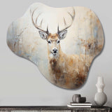 Minimalism Beige Deer Portrait IV - Asymmetric Metal Wall Art