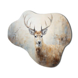 Minimalism Beige Deer Portrait IV - Asymmetric Metal Wall Art