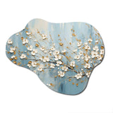 Peacefulness White Blue Dogwood - Asymmetric Metal Wall Art