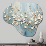 Peacefulness White Blue Dogwood - Asymmetric Metal Wall Art