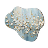 Peacefulness White Blue Dogwood - Asymmetric Metal Wall Art