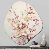 White Dogwood Blossom Harmony III - Asymmetric Metal Wall Art