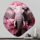 Pink Romantic Blooms Elephant I - Asymmetric Metal Wall Art