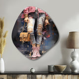 Fashion Forward Denim Woman - Asymmetric Metal Wall Art