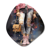 Fashion Forward Denim Woman - Asymmetric Metal Wall Art