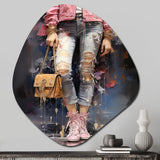 Fashion Forward Denim Woman - Asymmetric Metal Wall Art