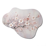 Pink And Grey Cherry Blossom Charm - Asymmetric Metal Wall Art