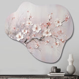 Pink And Grey Cherry Blossom Charm - Asymmetric Metal Wall Art